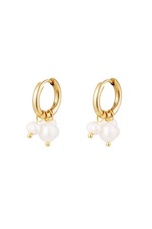 Earrings with dangling pearls Gold Stainless Steel h5 
