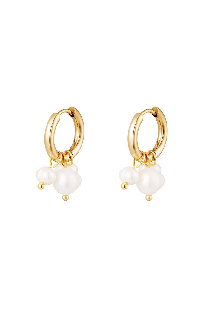 Earrings with dangling pearls Gold Stainless Steel 