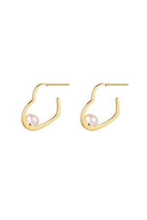 Earrings heart shape with pearl Gold Stainless Steel h5 