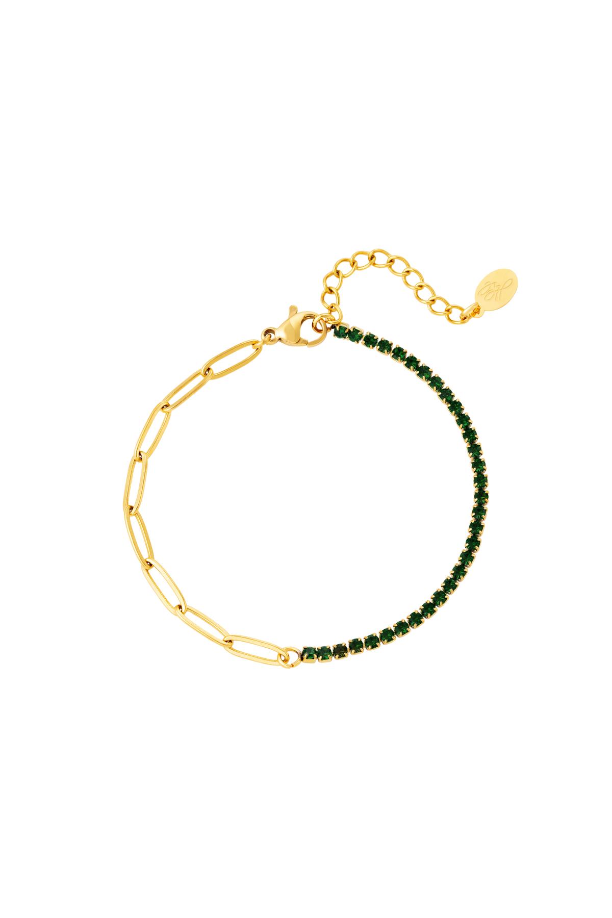 Bracelet zircon chain small Green Stainless Steel 