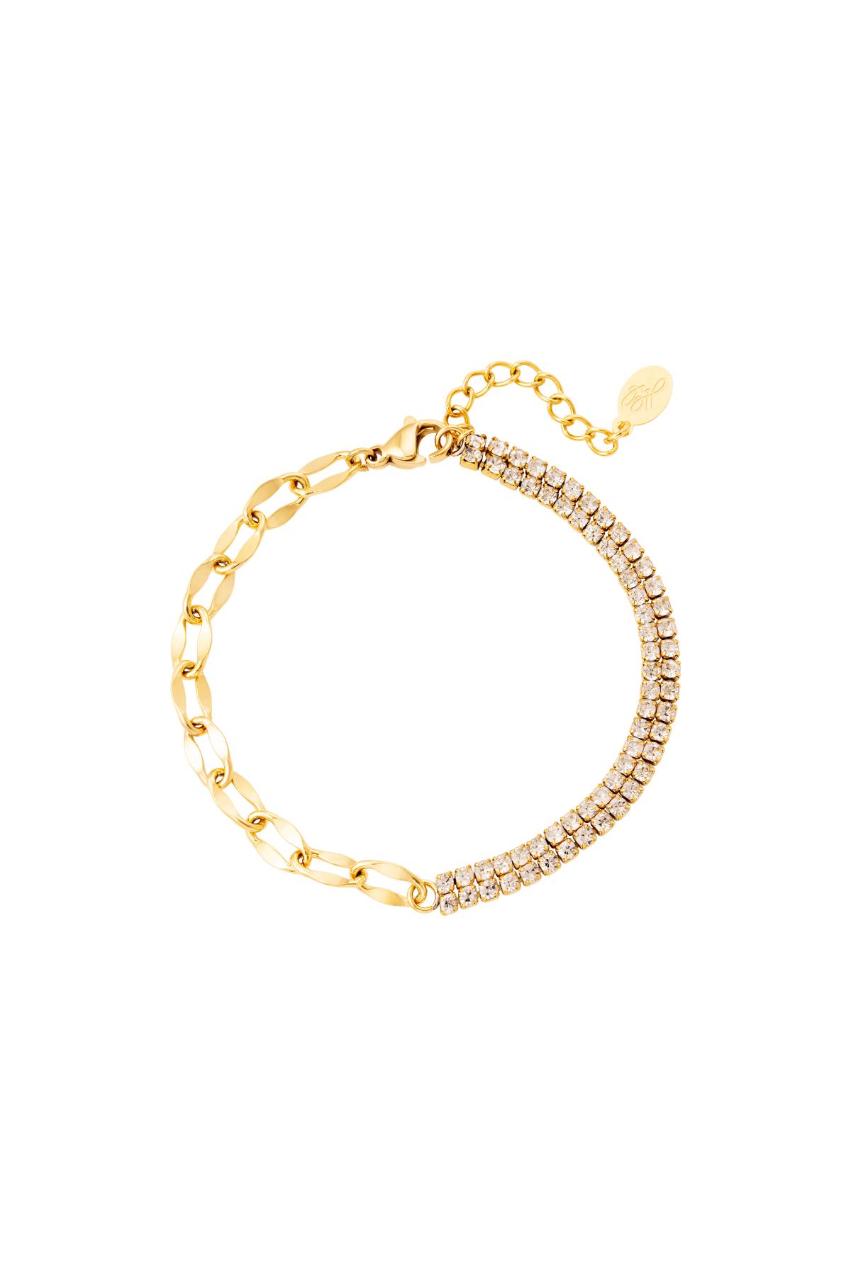 Bracelet zircon and chain Gold Stainless Steel h5 