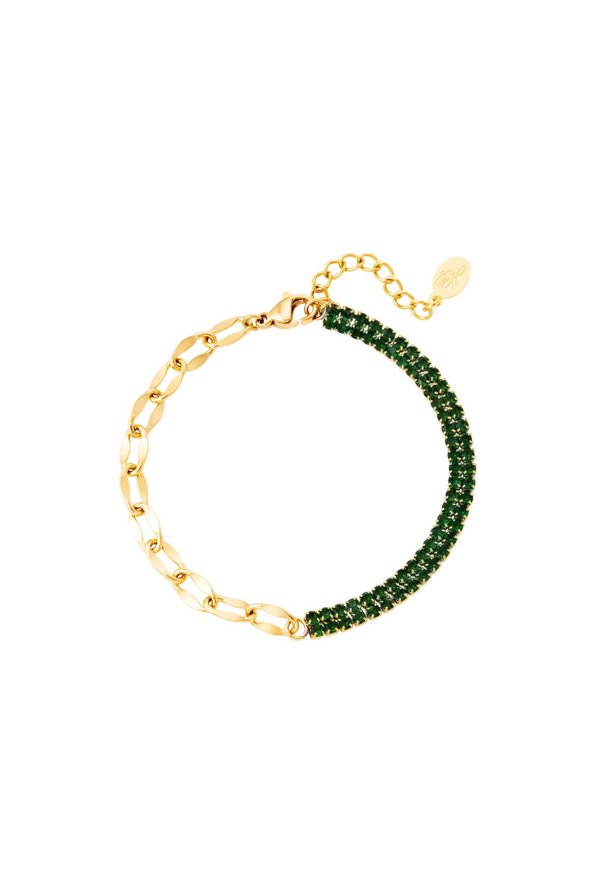 Bracelet zircon and chain Green Stainless Steel 