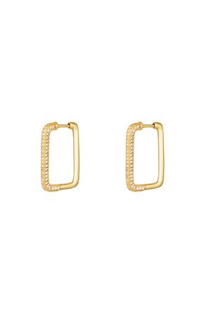 Earrings rectangle zircon Gold Copper h5 