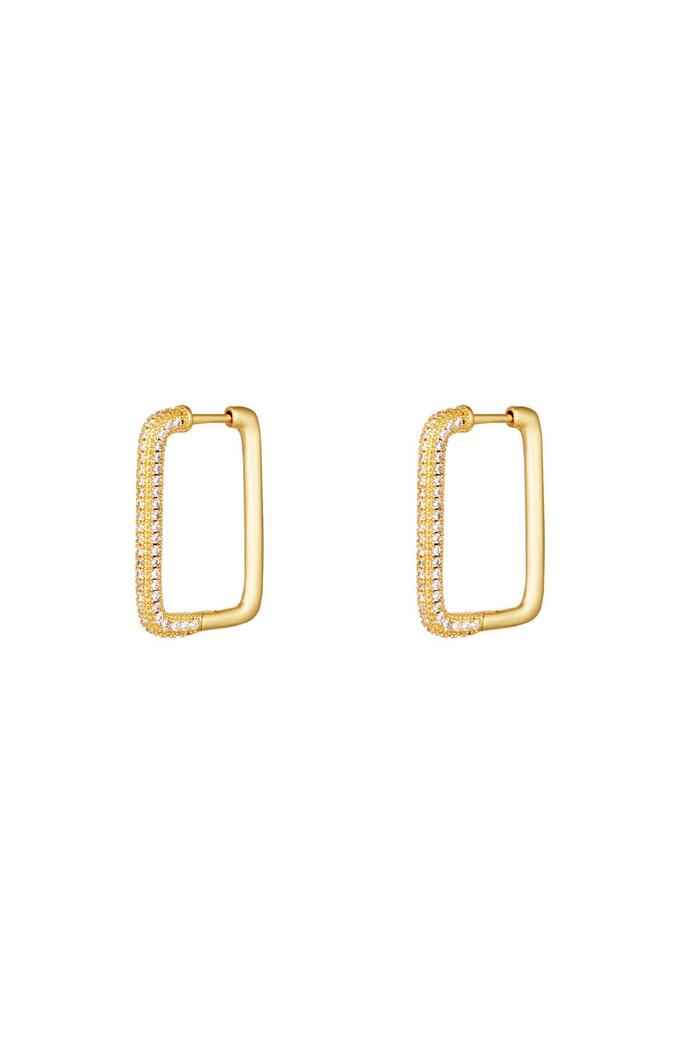 Earrings rectangle zircon Gold Copper 