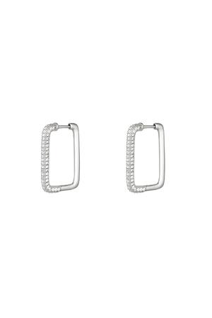Earrings rectangle zircon Silver Copper h5 