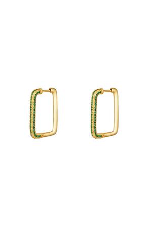 Earrings rectangle zircon Green Copper h5 