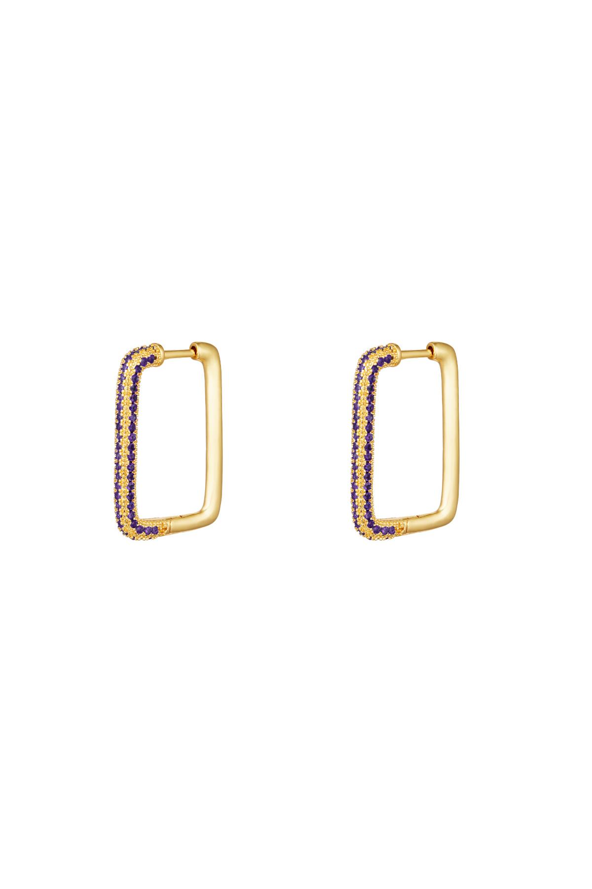 Earrings rectangle zircon Purple Copper h5 