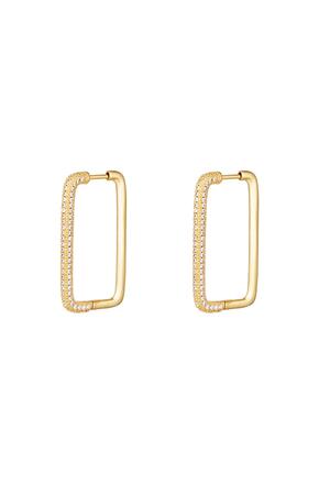 Earrings with zircon stones Gold Copper h5 