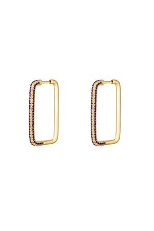 Earrings with zircon stones Purple Copper h5 