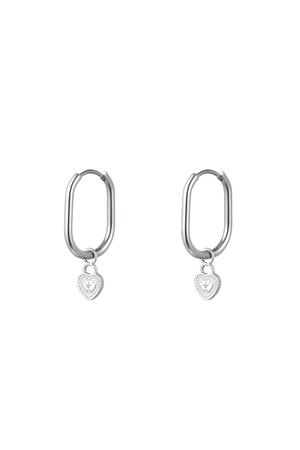 Oval earrings heart Silver Stainless Steel h5 