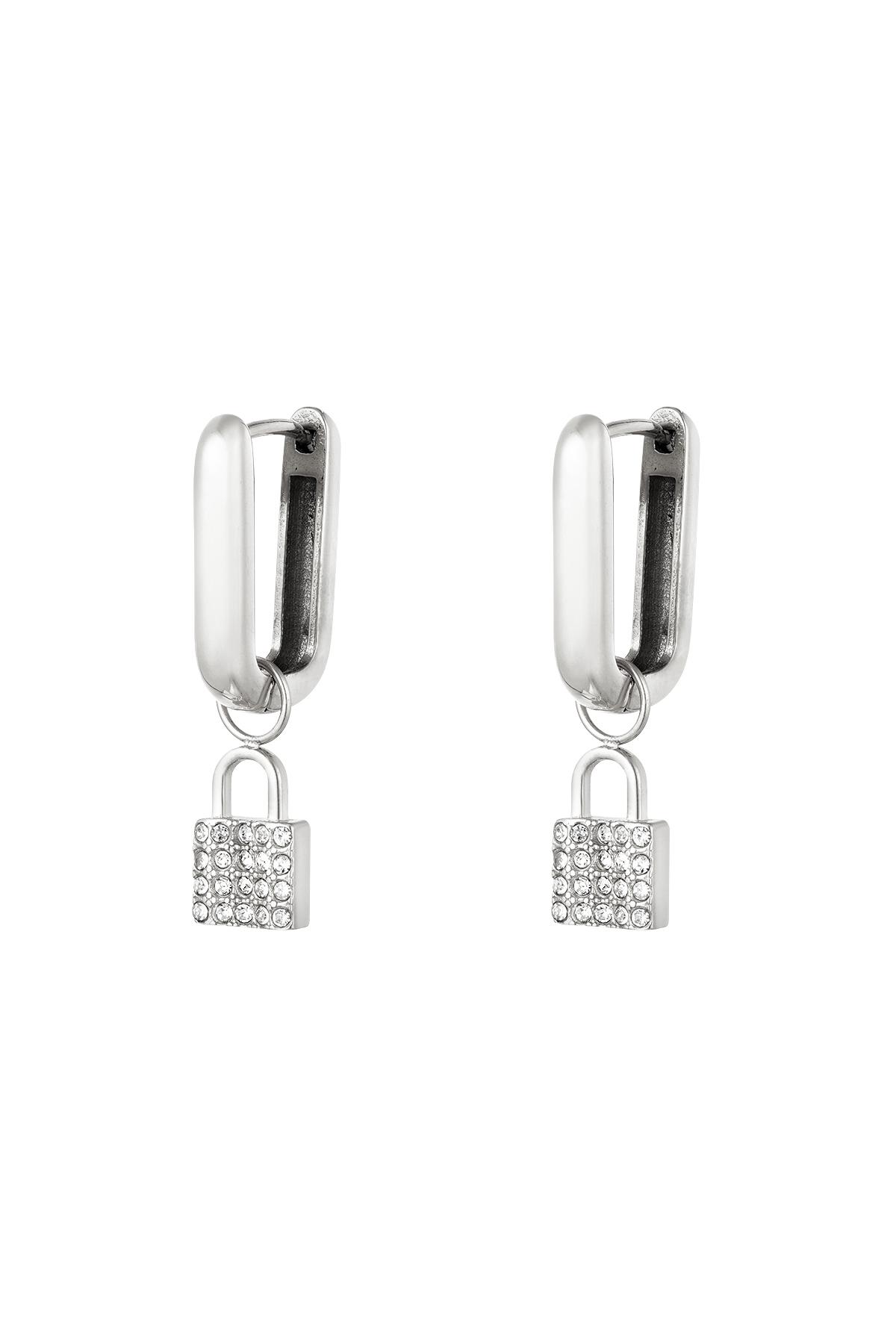 Pendientes de acero inoxidable cerradura secreta Plata h5 