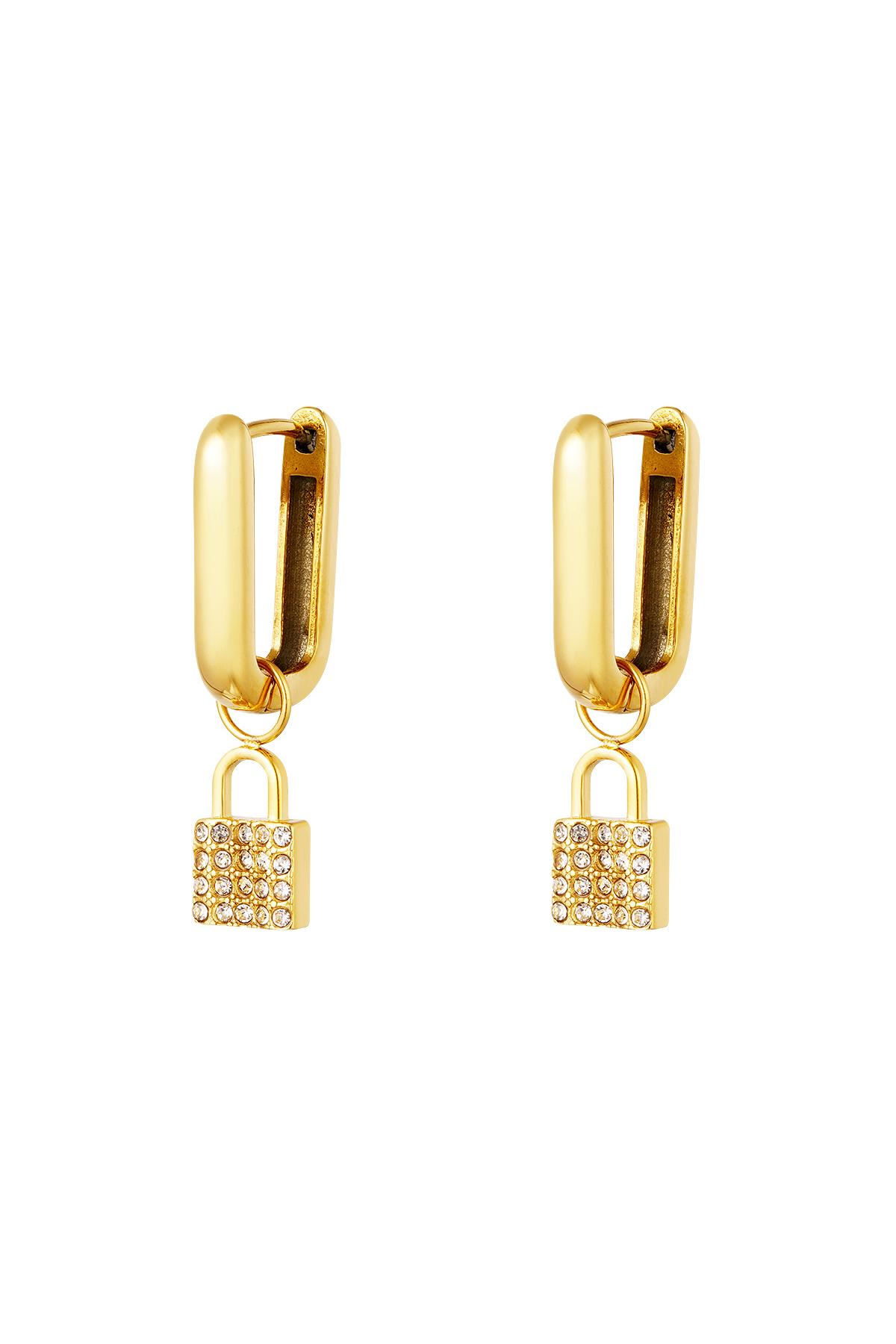 Stainless steel earrings secretive lock Gold color 2