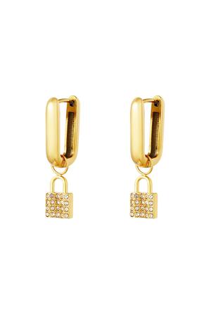 Stainless steel earrings secretive lock Gold h5 