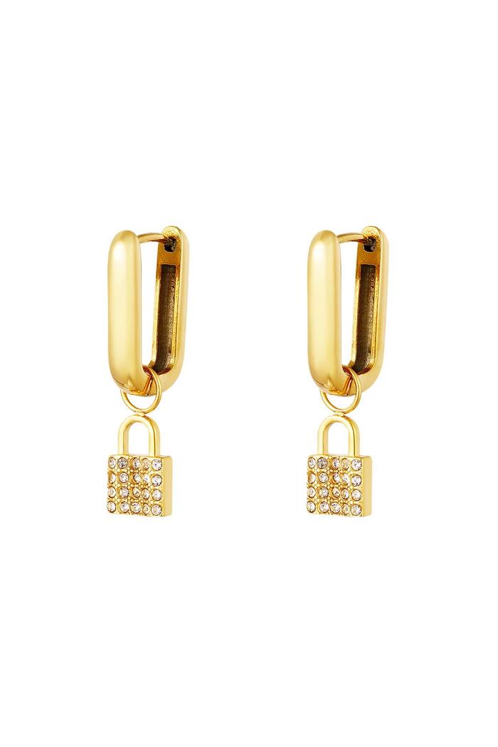 Stainless steel earrings secretive lock Gold 