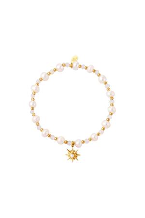 Pearl bracelet with star pendant Gold Stainless Steel h5 