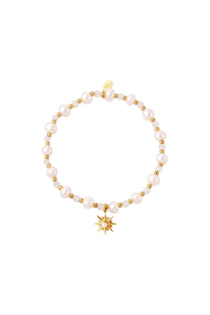 Pearl bracelet with star pendant Gold Stainless Steel 