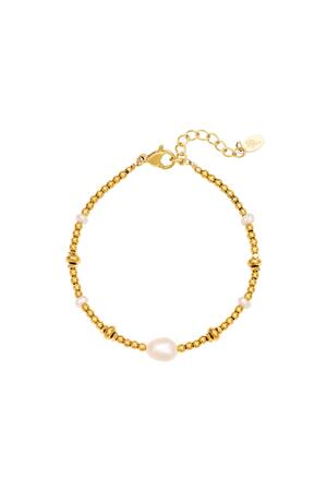 Armband mit Perlen und Perlen Gold Edelstahl h5 