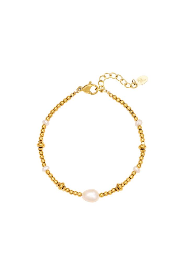 Armband mit Perlen und Perlen Gold Edelstahl 