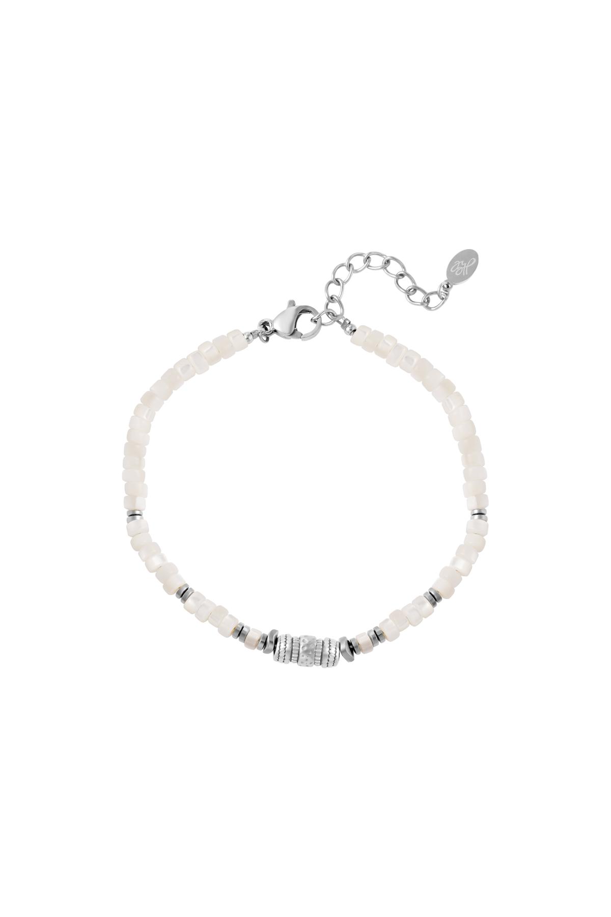 Bracelet with white beads Silver Stainless Steel h5 