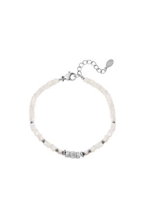 Bracciale con perline bianche Silver Stainless Steel h5 