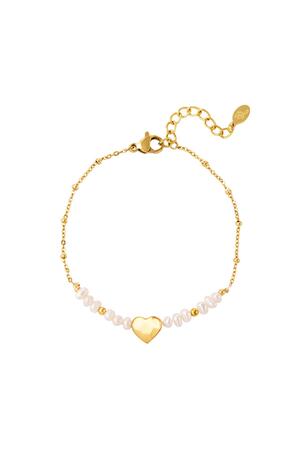 Bracelet pearls and heart Gold Stainless Steel h5 