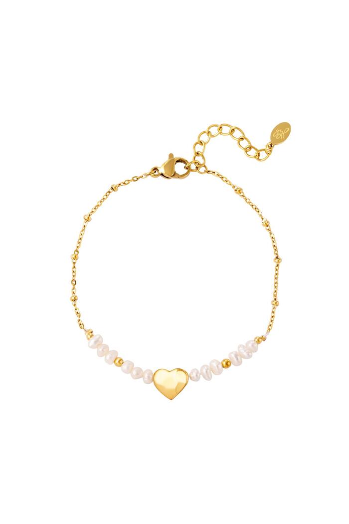 Bracelet perles et coeur Or Acier inoxydable 