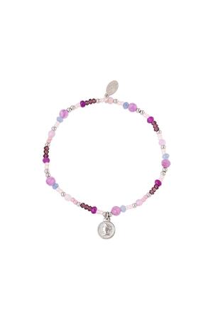 Color beads bracelet coin Purple Natural stones h5 