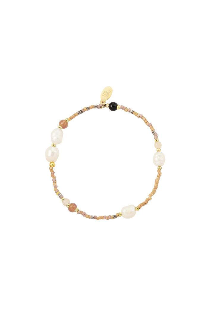 Bracelet perlé avec perles Beige Acier inoxydable 