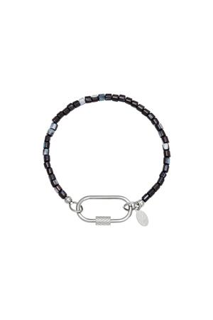Bracelet perlé mousqueton Noir Acier inoxydable h5 