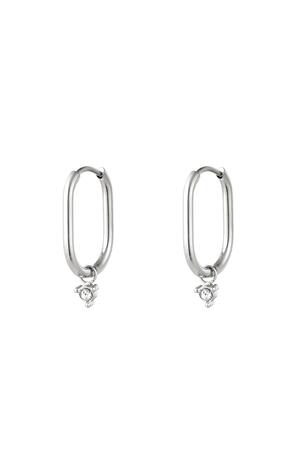 Earrings Oval Zircon Charm Silver Stainless Steel h5 