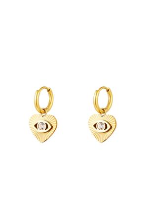 Earrings Heart Eye Gold Stainless Steel h5 