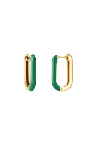 Rechteckige Ohrringe Farbe Olivgrün Edelstahl h5 