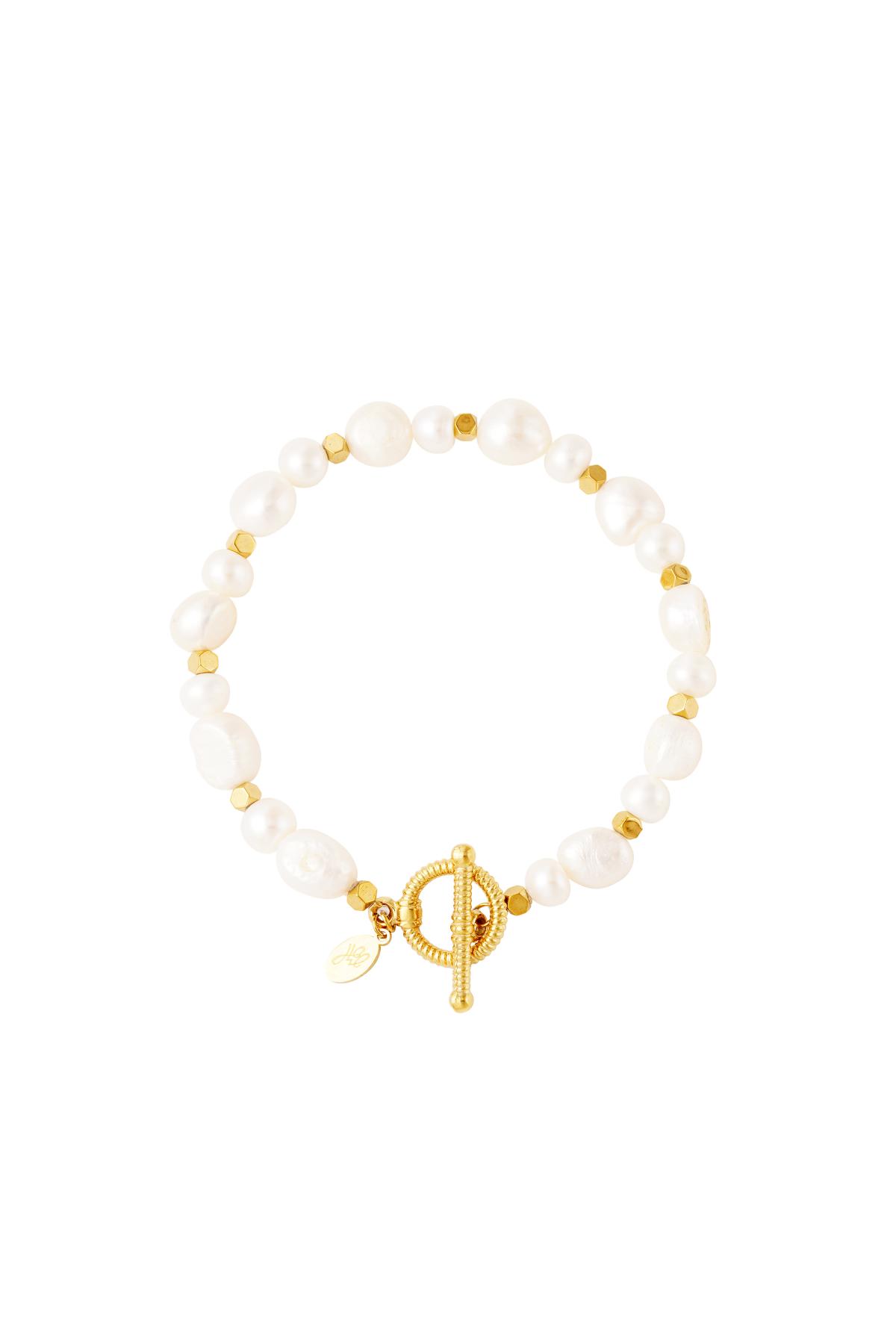 Stainless steel bracelet pearls Gold h5 