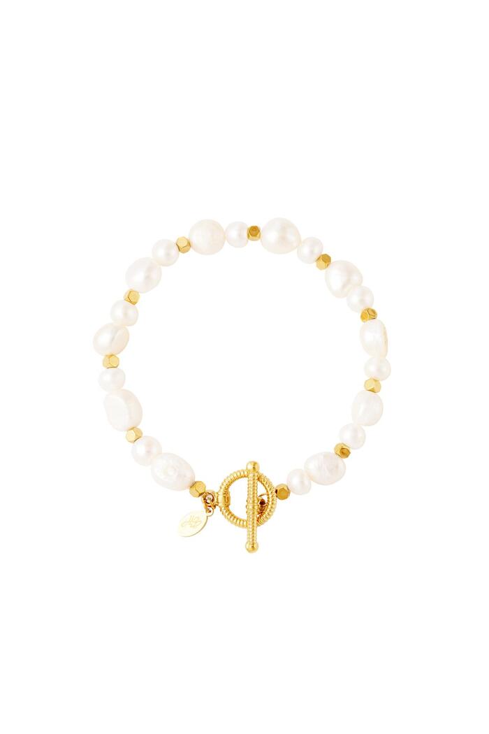 Stainless steel bracelet pearls Gold 