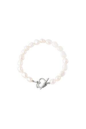 Bracelet pearl heart closure Silver Stainless Steel h5 