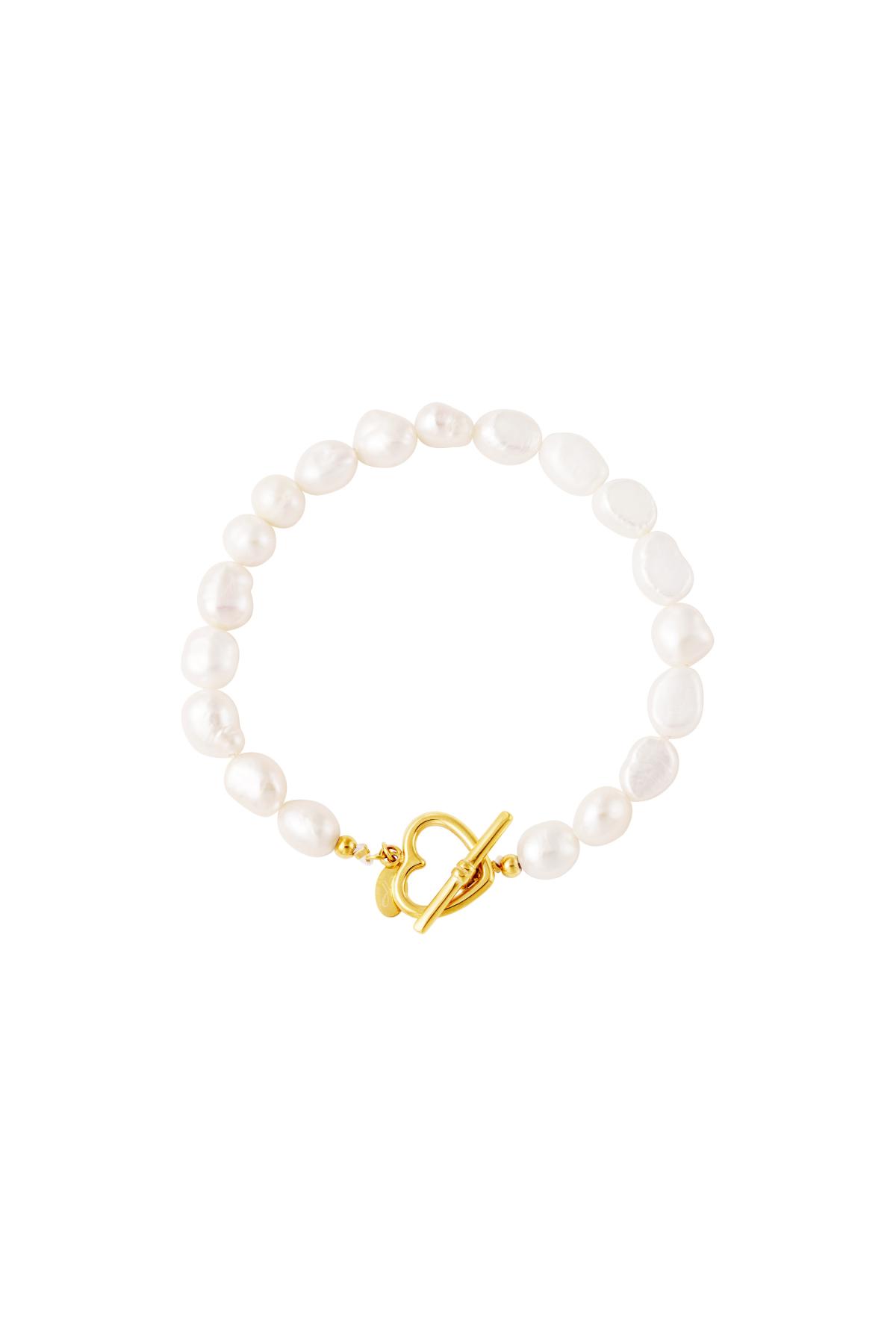 Bracelet pearl heart closure Gold Stainless Steel h5 