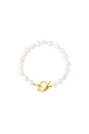Bracelet pearl heart closure Gold Stainless Steel h5 