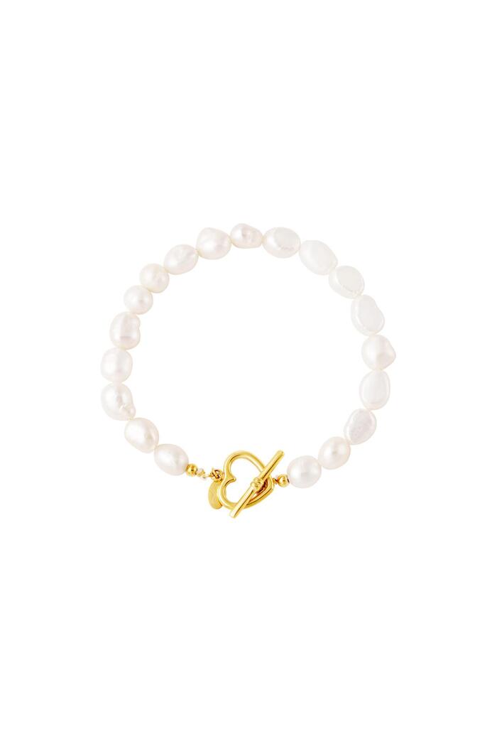 Bracelet pearl heart closure Gold Stainless Steel 
