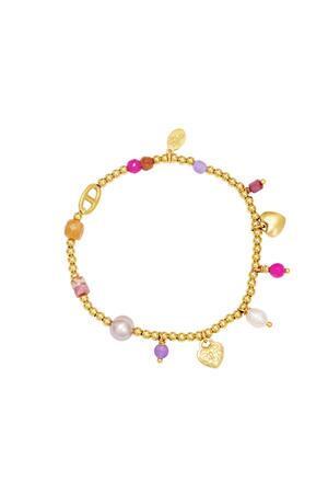 Bracelet acier inoxydable perles la belle vie Or h5 