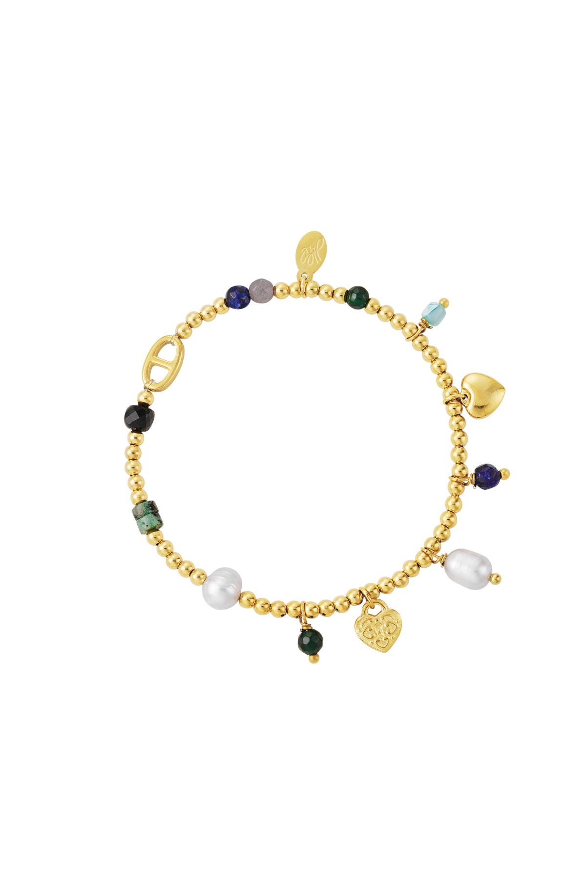 Roestvrij stalen armband kralen the good life Green & Gold Stainless Steel