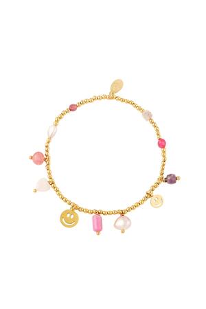 Stainless steel bracelet beads  Pink & Gold h5 