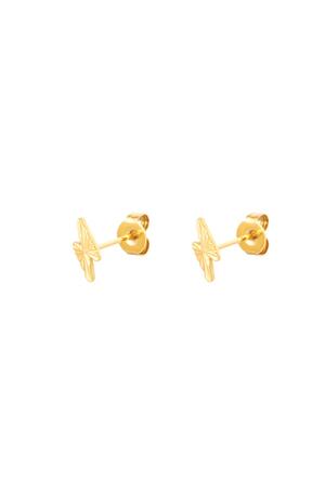 Stud Earrings Lightning Bolt Gold Stainless Steel h5 