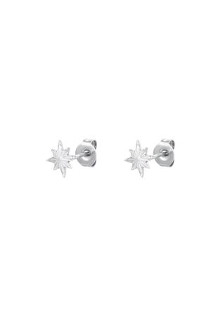 Stud Earrings North Star Silver Stainless Steel h5 