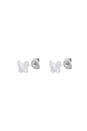 Stud Earrings Butterfly Silver Stainless Steel h5 