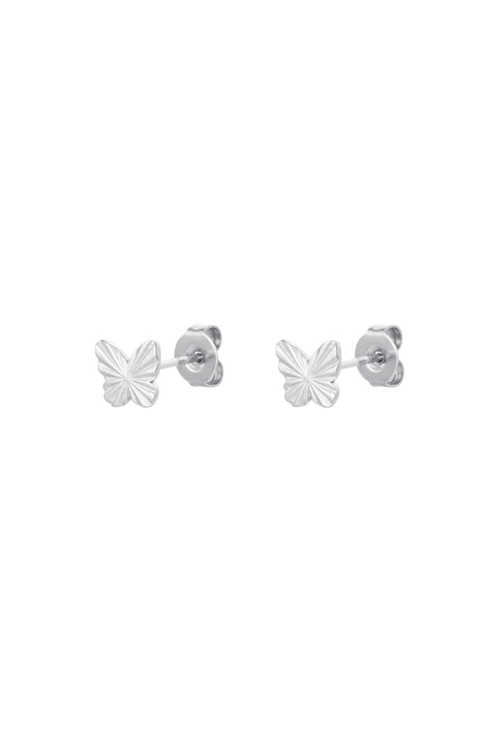 Stud Earrings Butterfly Silver Stainless Steel 