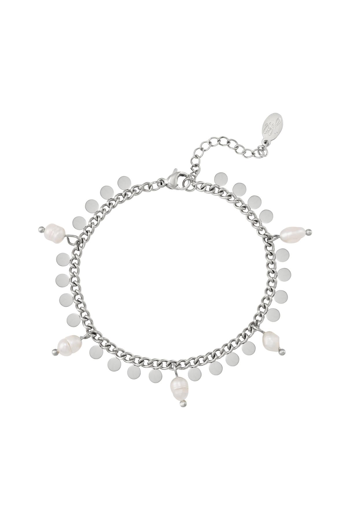 Bracelet with pearls and circles Silver Stainless Steel h5 