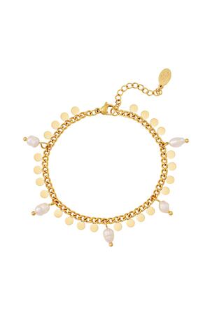 Bracelet with pearls and circles Gold Stainless Steel h5 