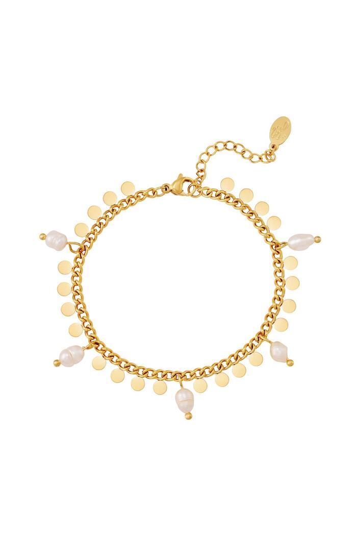 Bracelet with pearls and circles Gold Stainless Steel 