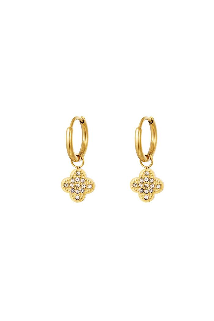 Zircon clover earrings Gold Stainless Steel 