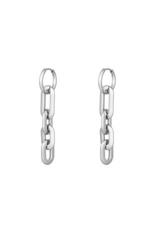 Chain link earrings Silver Stainless Steel h5 